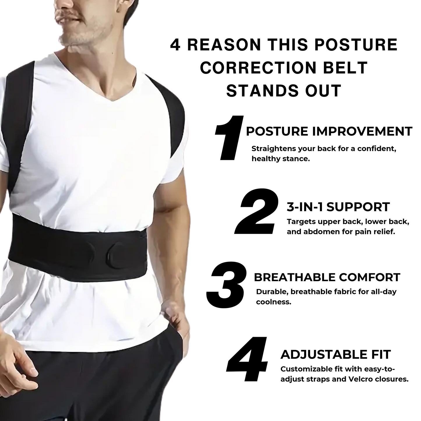 Adjustable Posture Corrector Belt – Back & Abdominal Support for Pain Relief