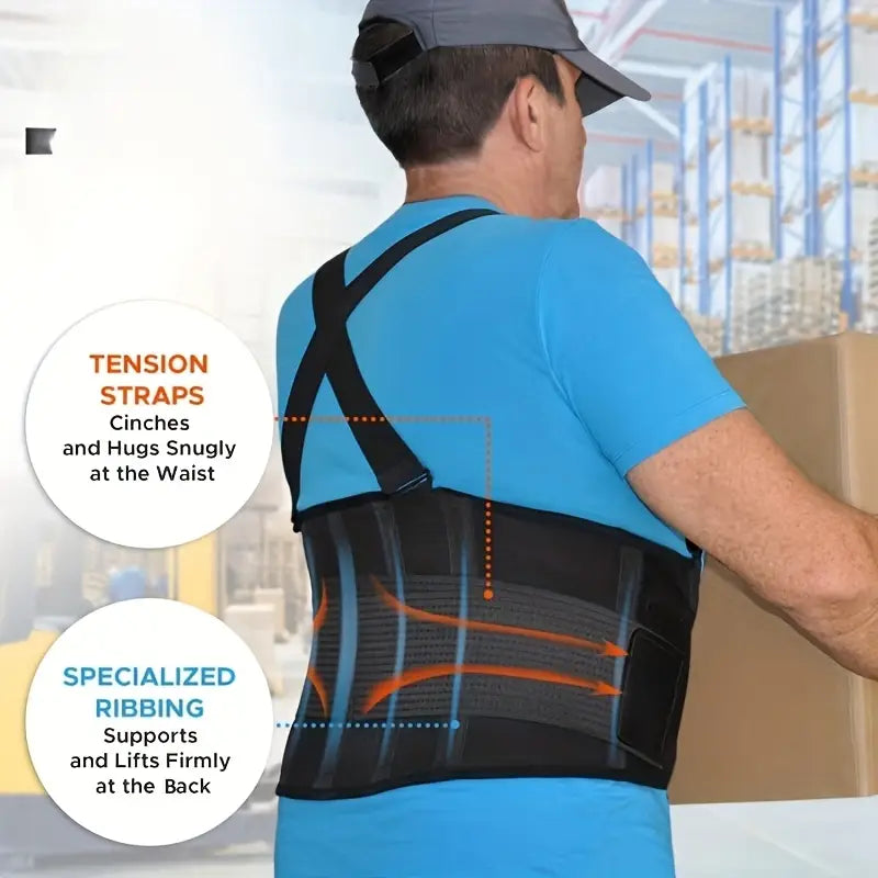 Black Adjustable Waist Support Belt – Back & Core Protection